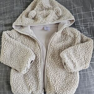 EUC Baby GAP Light Pink Jersey Lined Sherpa Kids Jacket with Ears, 3 Years 3T